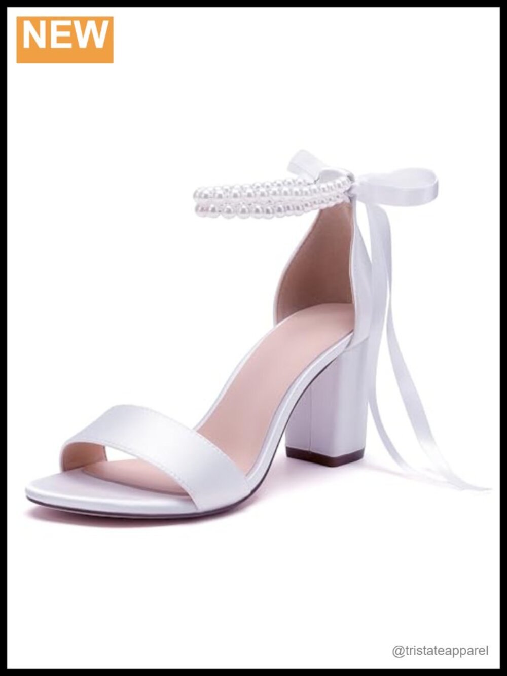 Satin Pearl High Heeled Sandals Open Toe Ankle Strap Wedding Prom Evening